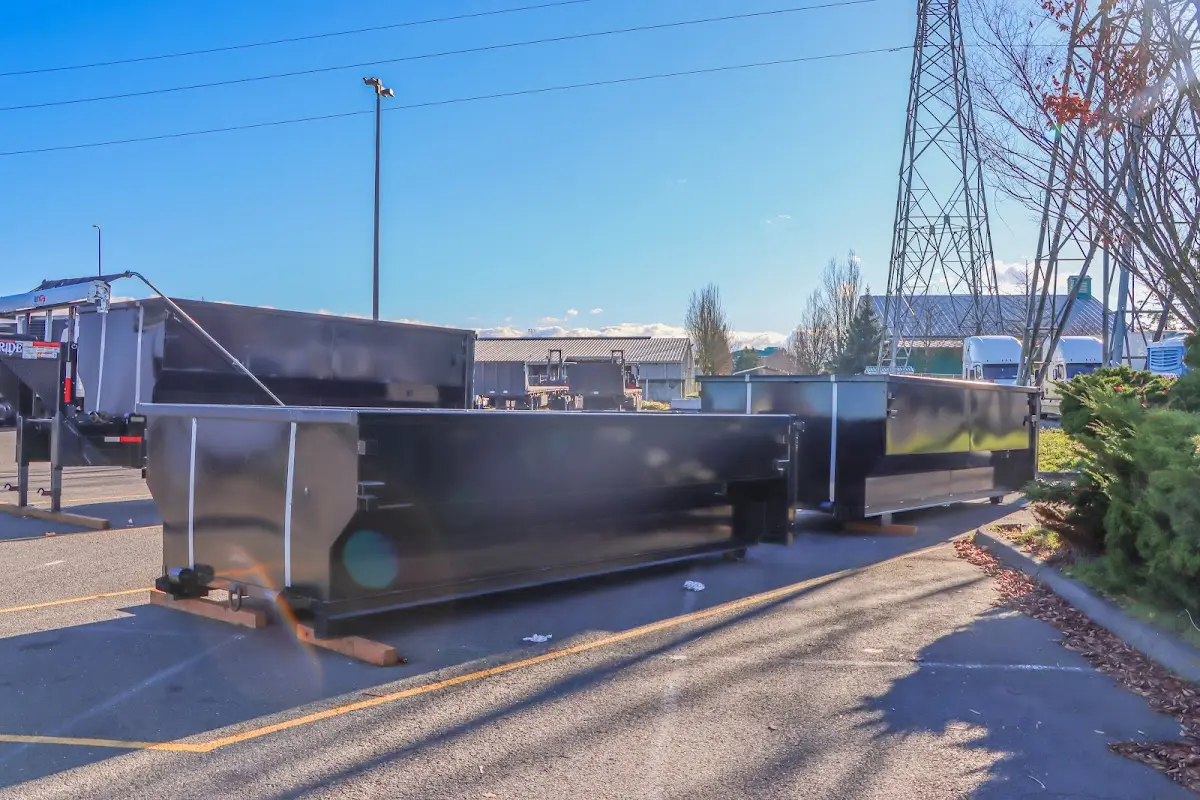 Roll-off dumpster ready for waste disposal at job site for Construction Dumpster Rental in West Samoset